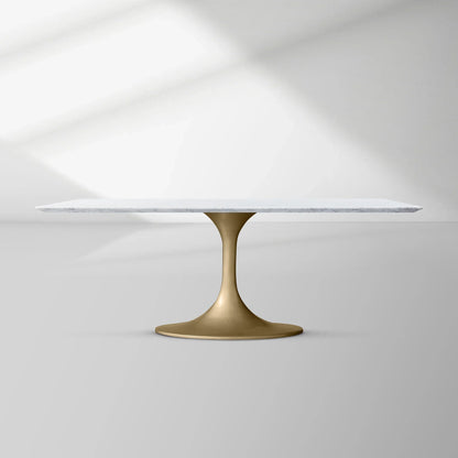 Aero Rectangular Marble Dining Table with Cast Steel Base