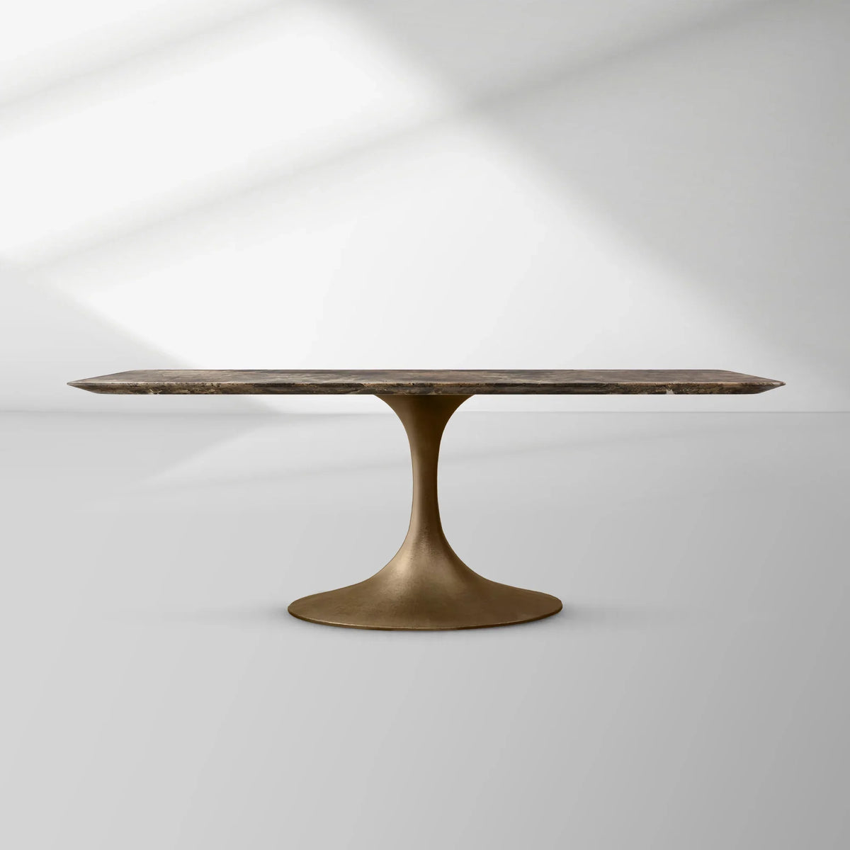 Aero Rectangular Marble Dining Table with Cast Steel Base