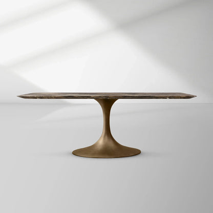 Aero Rectangular Marble Dining Table with Cast Steel Base