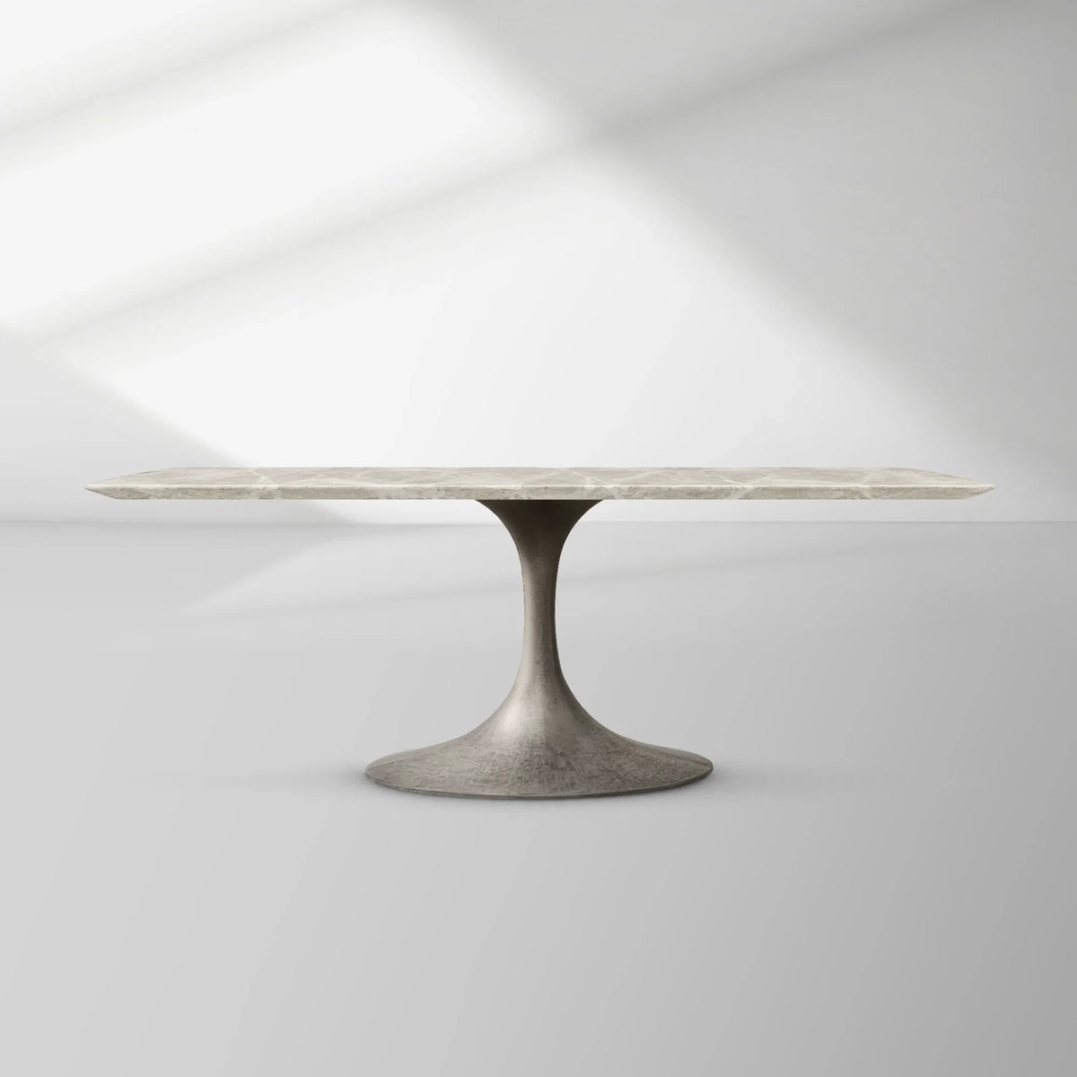 Aero Rectangular Marble Dining Table with Cast Steel Base