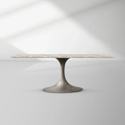 Aero Rectangular Marble Dining Table with Cast Steel Base