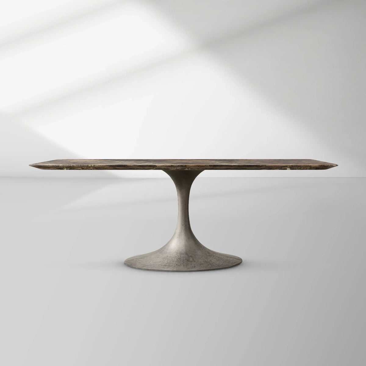 Aero Rectangular Marble Dining Table with Cast Steel Base