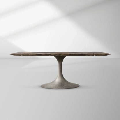 Aero Rectangular Marble Dining Table with Cast Steel Base