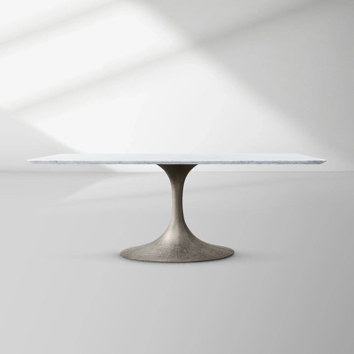 Aero Rectangular Marble Dining Table with Cast Steel Base