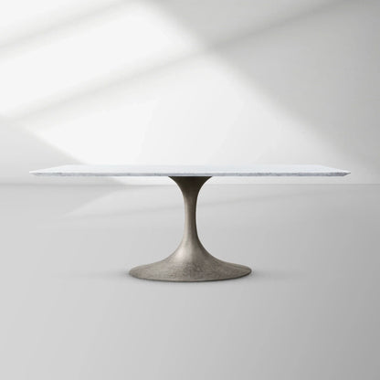 Aero Rectangular Marble Dining Table with Cast Steel Base
