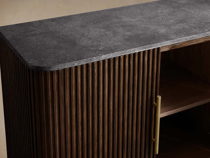 Finnley Wood Sideboard Marble Countertop Buffet Storage Cabinet Rural Entryways Cabinet