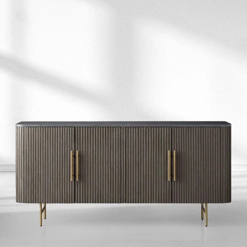 Finnley Wood Sideboard Marble Countertop Buffet Storage Cabinet Rural Entryways Cabinet
