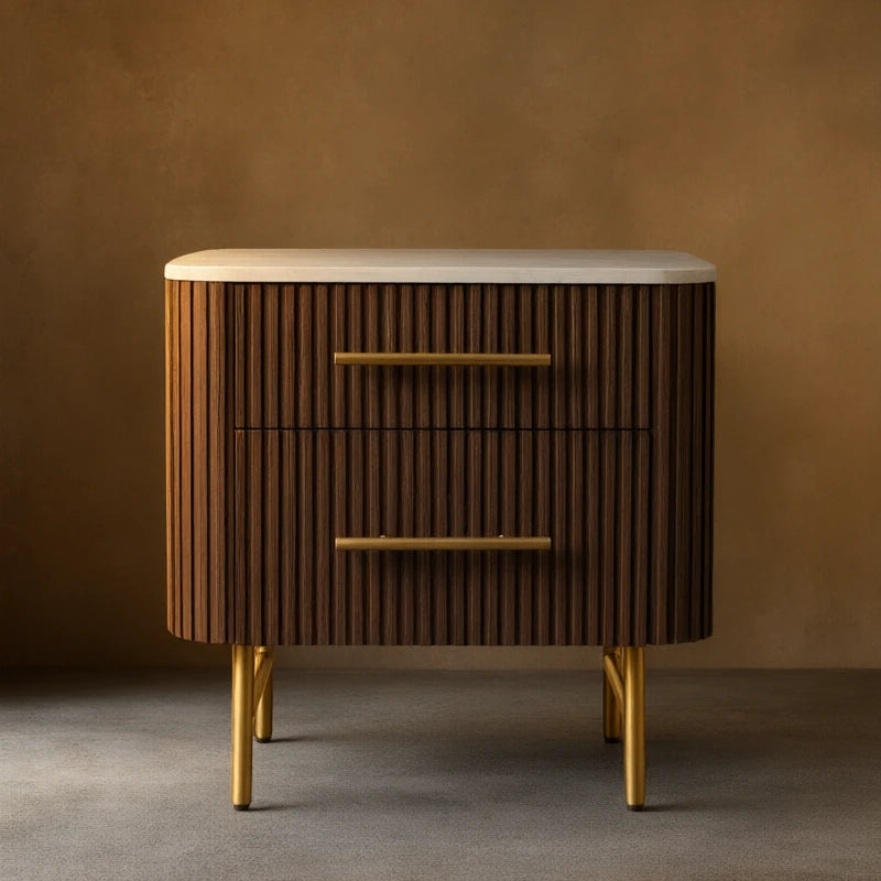 Finnley Closed Nightstand Solid Wood 2 Drawer Bedside Table with Modern Bedroom