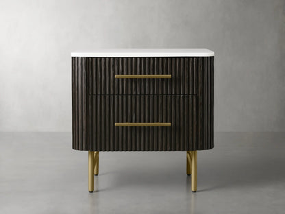 Finnley Closed Nightstand Solid Wood 2 Drawer Bedside Table with Modern Bedroom