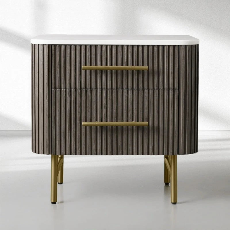 Finnley Closed Nightstand Solid Wood 2 Drawer Bedside Table with Modern Bedroom