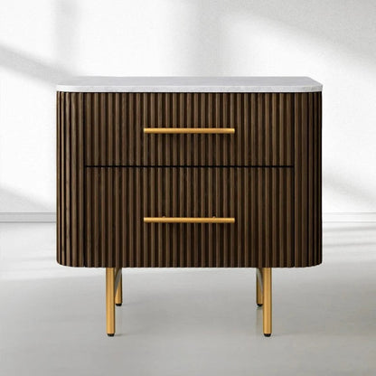 Finnley Closed Nightstand Solid Wood 2 Drawer Bedside Table with Modern Bedroom