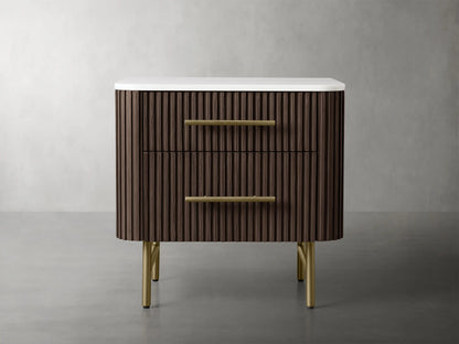 Finnley Closed Nightstand Solid Wood 2 Drawer Bedside Table with Modern Bedroom