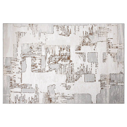 Puxina Soft Layered Block Abstract Neutral Area Rug with Minimalist Modern Industrial Style Carpet Sketch Deconstructed Style
