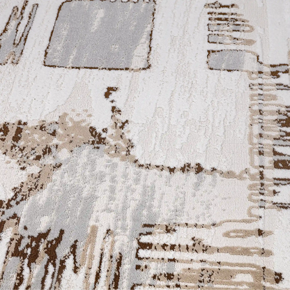 Puxina Soft Layered Block Abstract Neutral Area Rug with Minimalist Modern Industrial Style Carpet Sketch Deconstructed Style