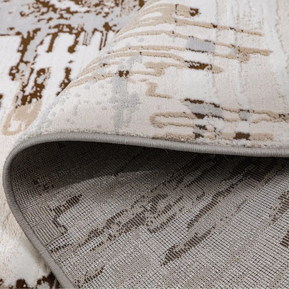 Puxina Soft Layered Block Abstract Neutral Area Rug with Minimalist Modern Industrial Style Carpet Sketch Deconstructed Style
