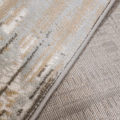 Puxina Layered Grid Abstract Neutral Area Rug with Minimalist Modern Wabi-Sabi Style Carpet Misty Grid Style