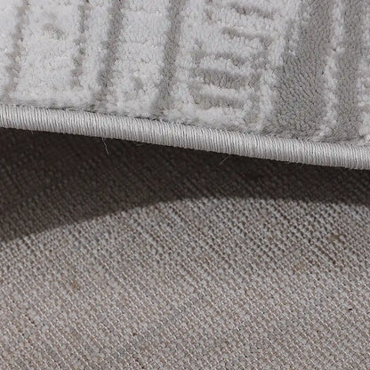 Puxina Layered Grid Abstract Neutral Area Rug with Minimalist Modern Wabi-Sabi Style Carpet Misty Grid Style