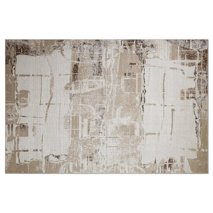 Puxina Layered Block Abstract Neutral Area Rug with Vintage Wabi-Sabi Paper Rubbing Style Carpet