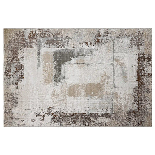 Puxina Soft Block Textured Area Rug with Distressed Artistic Block Style Carpet