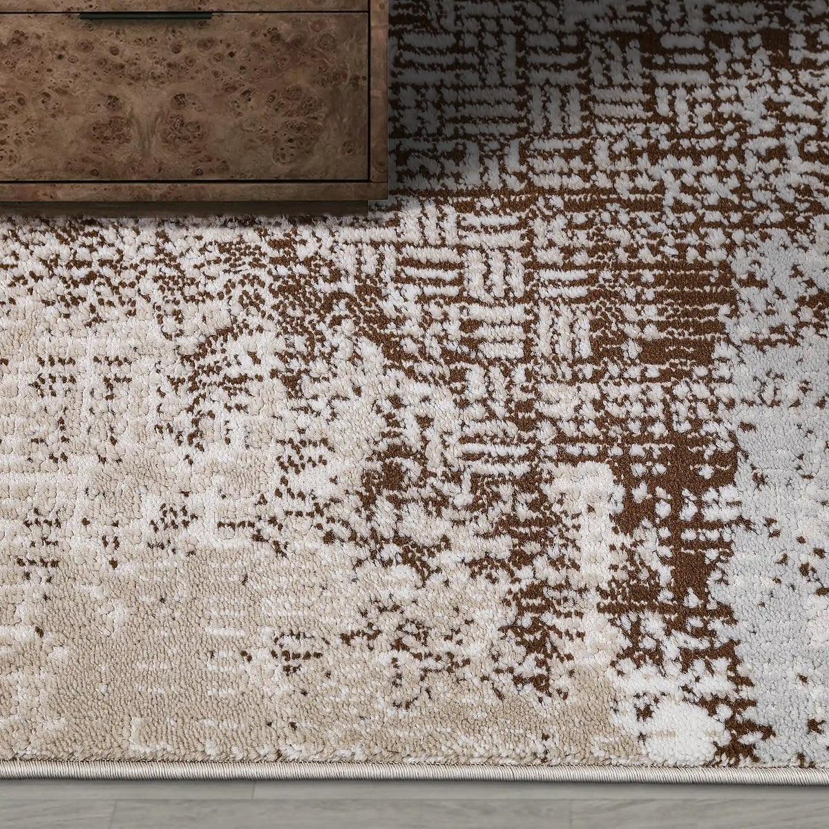 Puxina Soft Block Textured Area Rug with Distressed Artistic Block Style Carpet