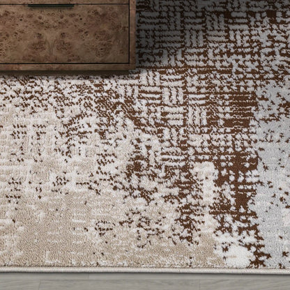 Puxina Soft Block Textured Area Rug with Distressed Artistic Block Style Carpet