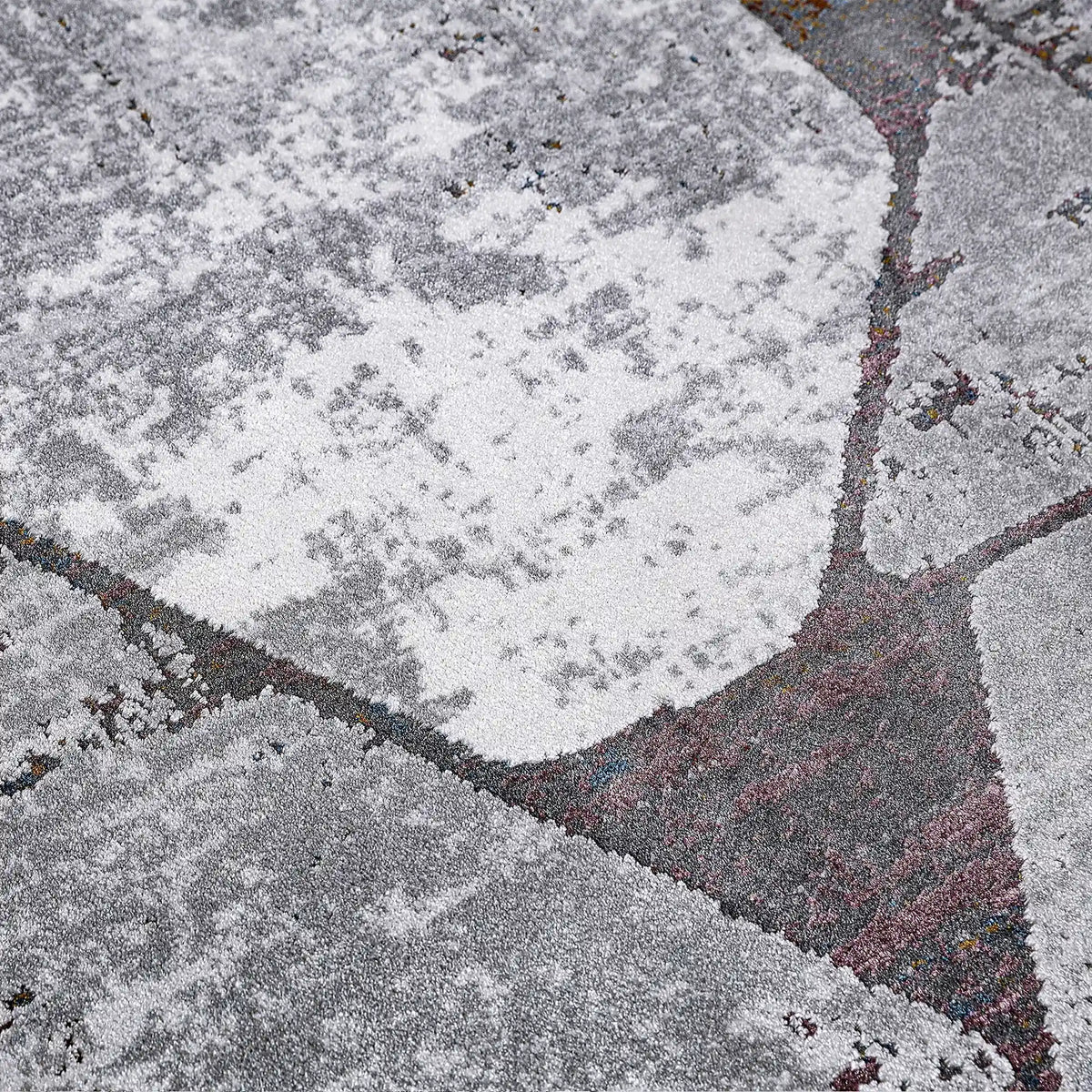 Torino Fragmented Facet Geometric Abstract Neutral Area Rug Modern Industrial Distressed Geometric Style Carpet