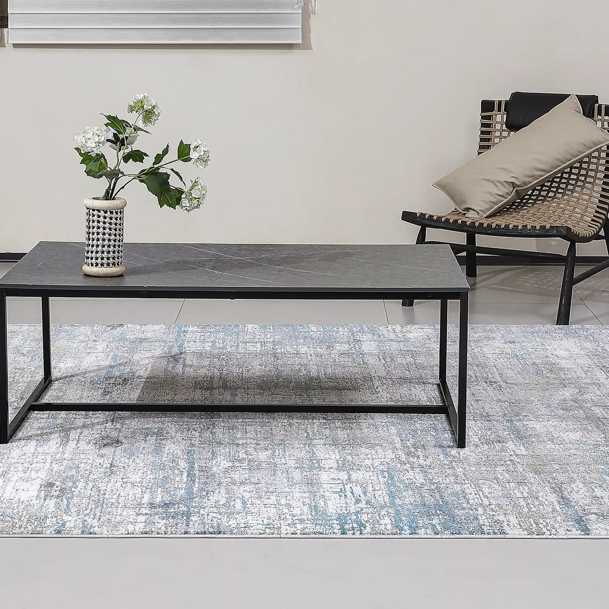 Torino Interwoven Grid Abstract Neutral Area Rug Understated Textured Carpet Modern Minimalist Grid Style
