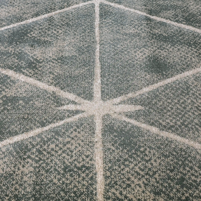 Torino Faceted Grid Abstract Neutral Area Rug with a Sense of Order & Design Carpet Modern Geometric Starburst Style