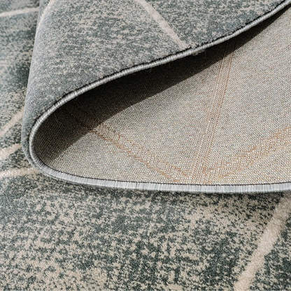 Torino Faceted Grid Abstract Neutral Area Rug with a Sense of Order & Design Carpet Modern Geometric Starburst Style