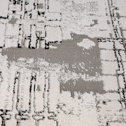 Xiangshe Layered Linear Abstract Neutral Area Rug with Deconstructed Sketch Style Carpet