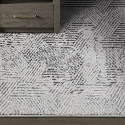 Shafei Textured Geometric Calm Interior Area Rug with 3D Herringbone Pattern & Gradient Texture Carpet