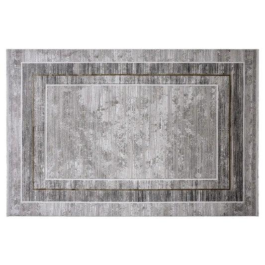 Milano Framed Abstract Neutral Area Rug NeatElegant & Understated Carpet Modern Framed Abstract Minimalist Style