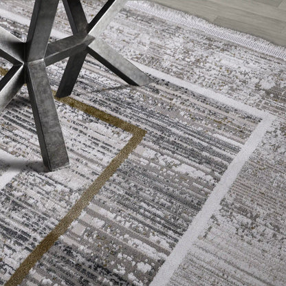 Milano Framed Abstract Neutral Area Rug NeatElegant & Understated Carpet Modern Framed Abstract Minimalist Style