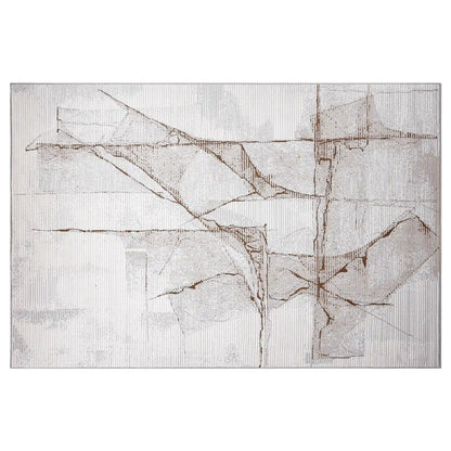 Puxina Layered Trace Calm Modern Area Rug with Brown Line Deconstructed Sketch Style Carpet