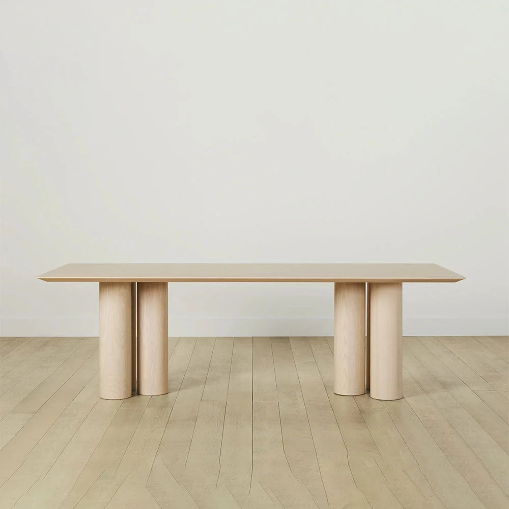Rinde Solid Wood Ash Rectangle Dining Table with Sculptural Columnar Legs