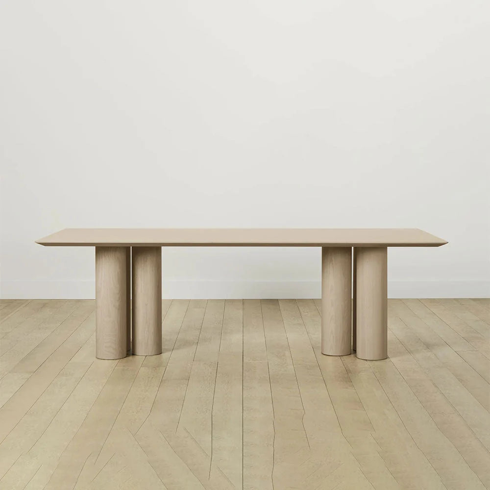 Rinde Solid Wood Ash Rectangle Dining Table with Sculptural Columnar Legs