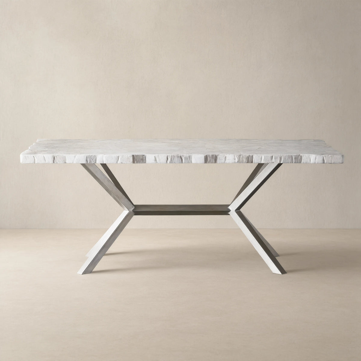 Petra Rectangle Dining Table Marble Top with Iron Base