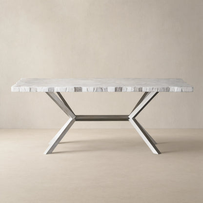 Petra Rectangle Dining Table Marble Top with Iron Base