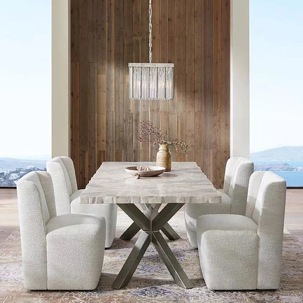 Petra Rectangle Dining Table Marble Top with Iron Base
