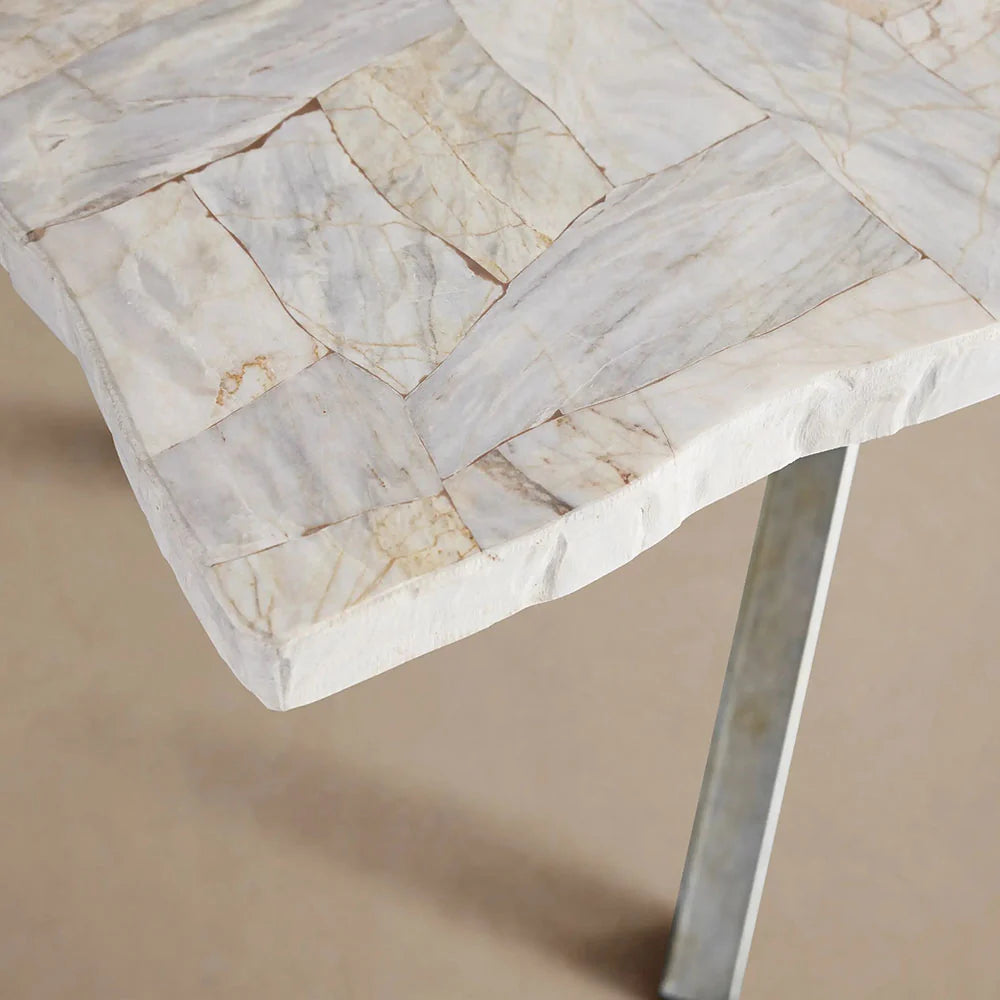 Petra Rectangle Dining Table Marble Top with Iron Base