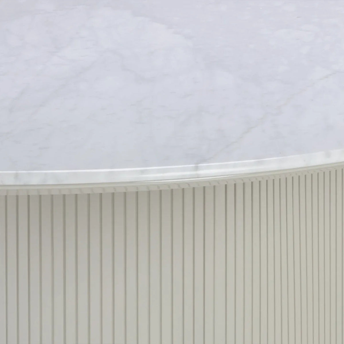 Panoso Carrara Marble Top Dining Table with Wood Reeded Base