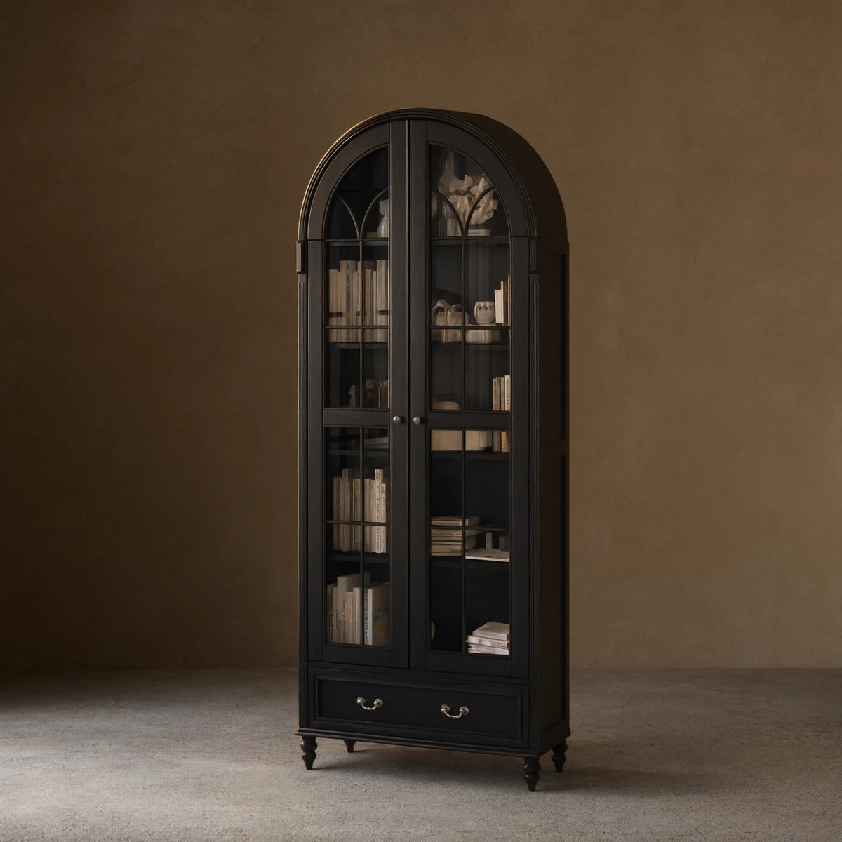 Hattie II Glass tall Display Cabinet Wood Classical European Design
