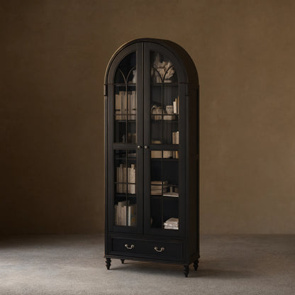 Hattie II Glass tall Display Cabinet Wood Classical European Design
