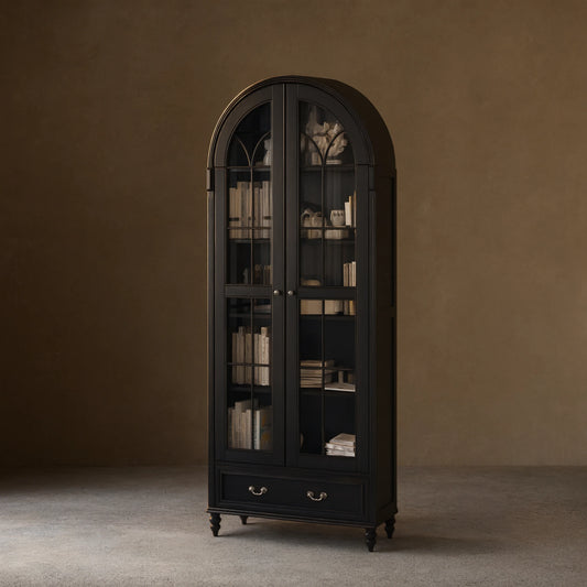 Hattie II Glass tall Display Cabinet Wood Classical European Design