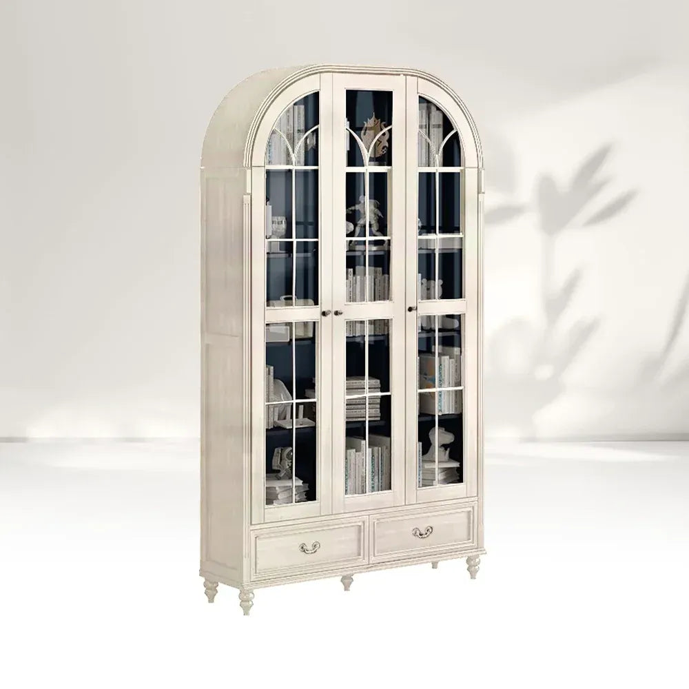 Hattie II Glass tall Display Cabinet Wood Classical European Design