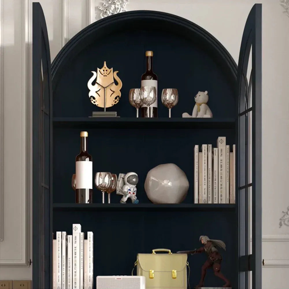 Hattie II Glass tall Display Cabinet Wood Classical European Design