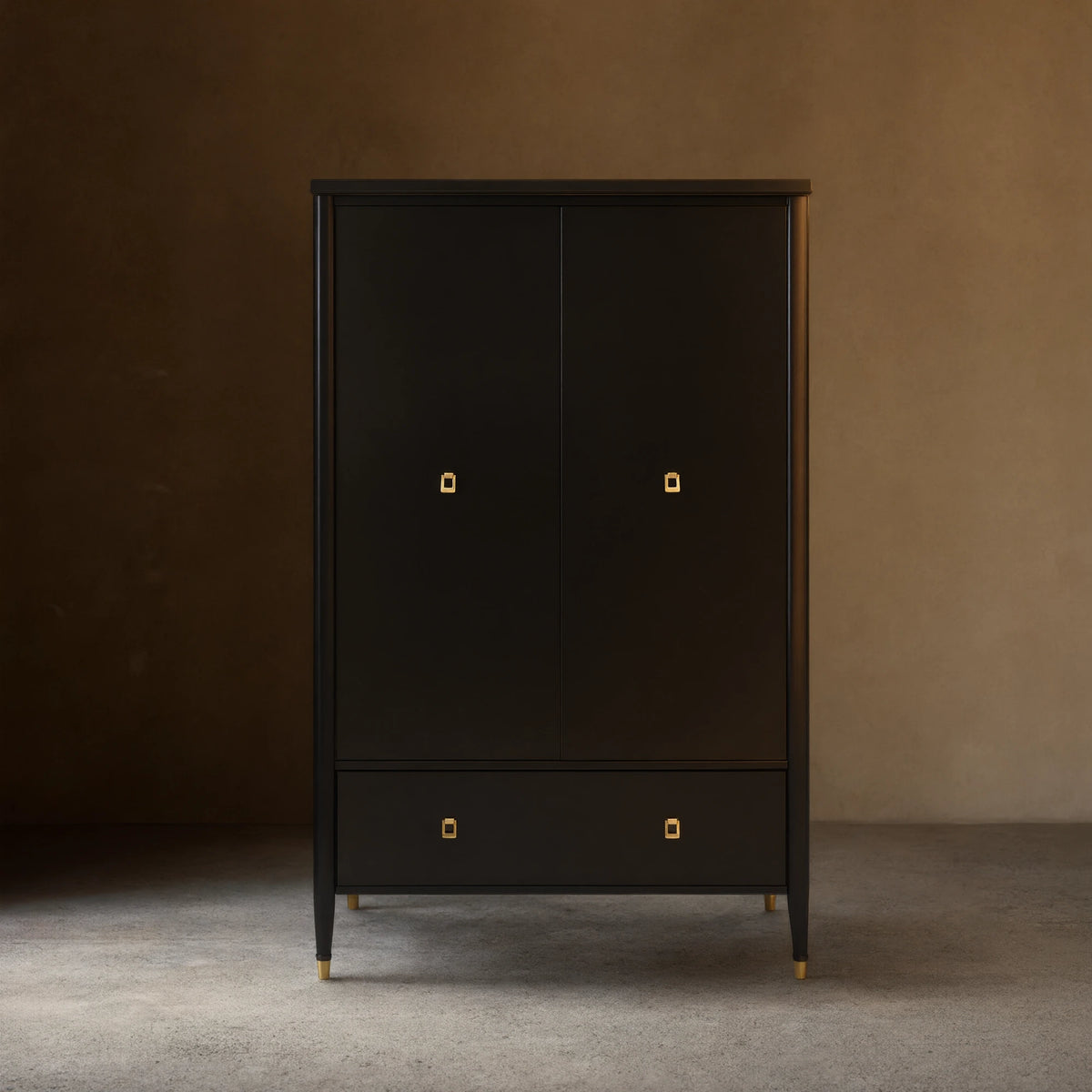 Lavenir French-Inspired Gloss Black Drawer Armoire