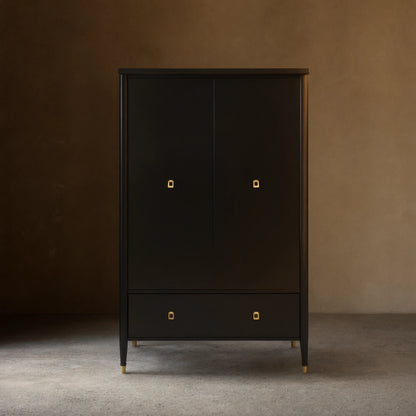 Lavenir French-Inspired Gloss Black Drawer Armoire
