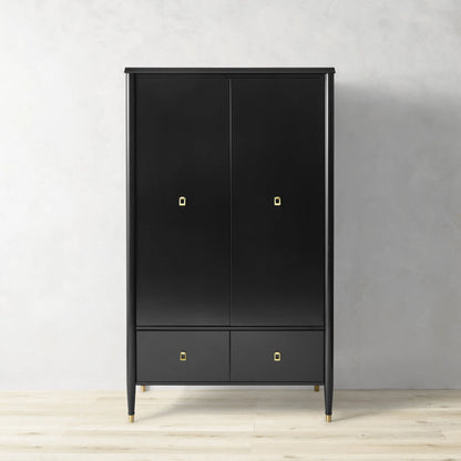 Lavenir French-Inspired Gloss Black Drawer Armoire