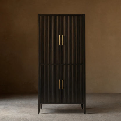 Louis Wood Bar Cabinet Constructivist-Inspired Wine Cabinet With Drawer